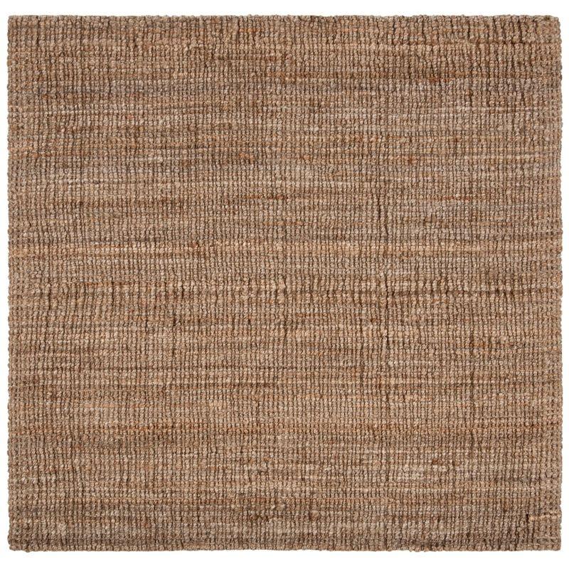 Handmade Natural Grey Jute Square Area Rug, 4' x 4'