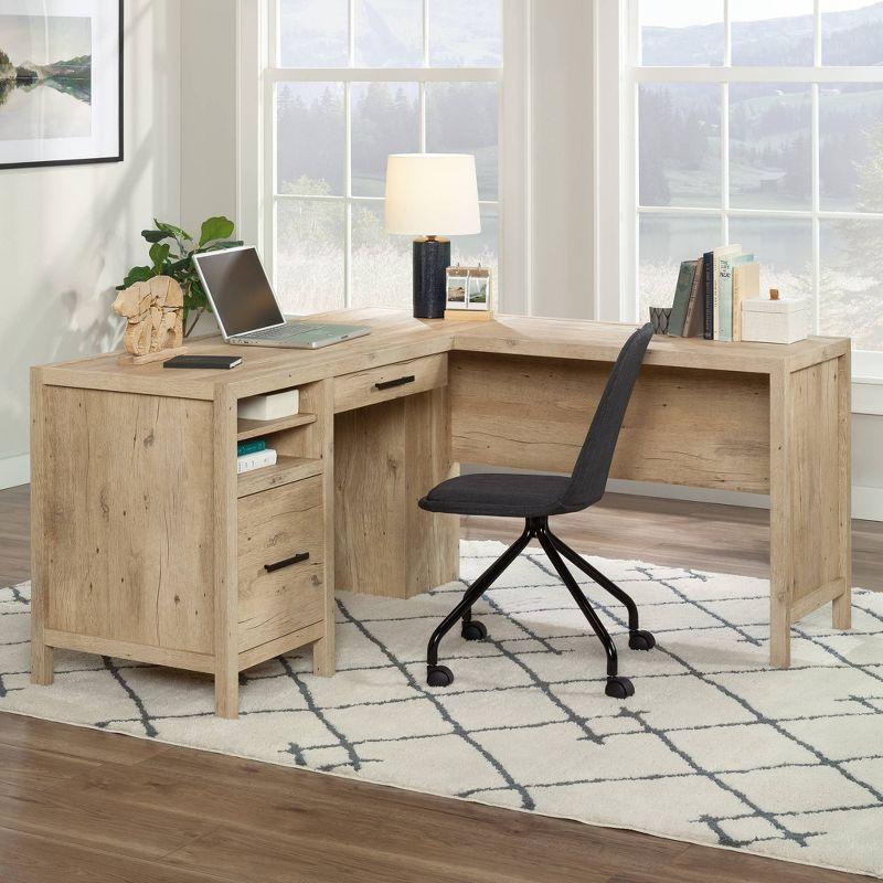 Pacific View 2 Drawer L Shaped Desk Prime Oak - Sauder