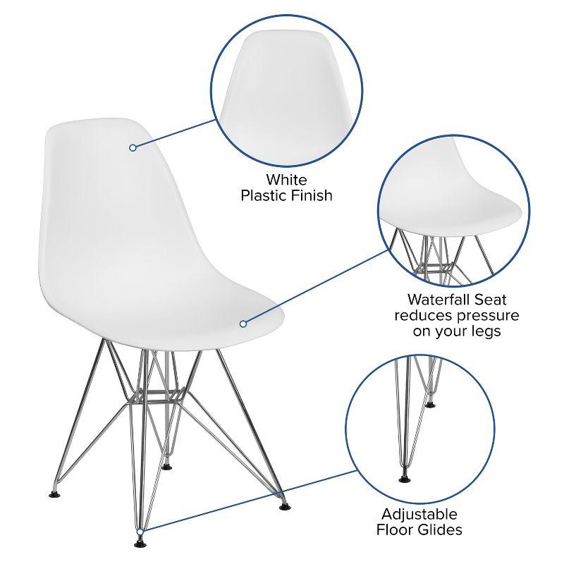 Sleek White Waterfall Seat Chair with Chrome Accent Base