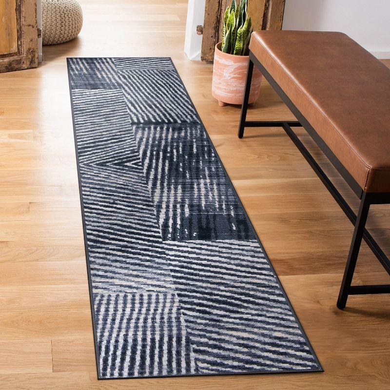 World Rug Gallery Geometric Stripe Distressed Non Slip Area Rug