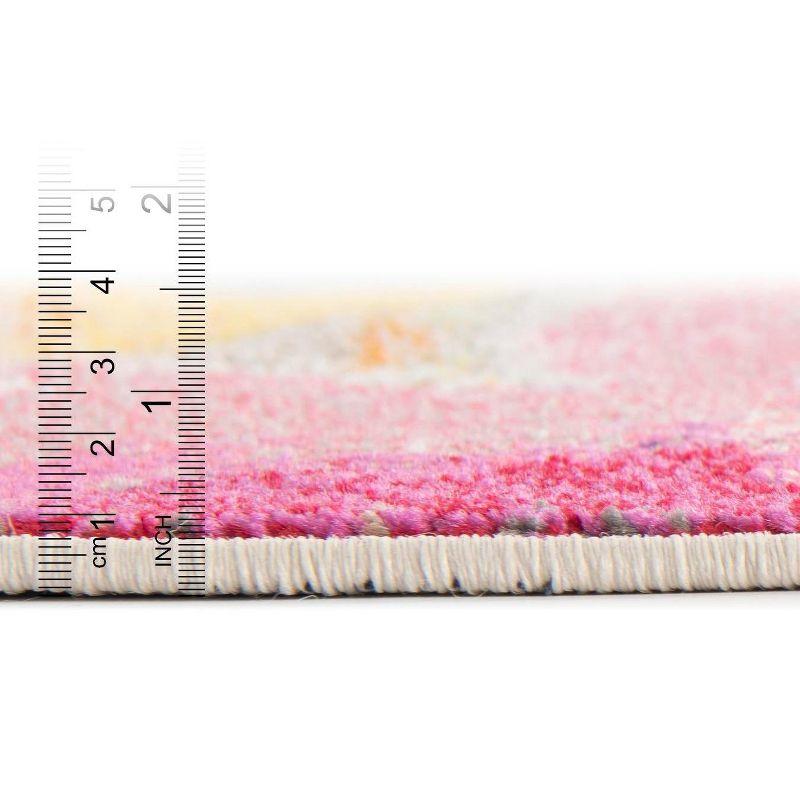 Unique Loom Estrella Collection Area Rug - Laurnell (6' 1" Round Pink/Orange)
