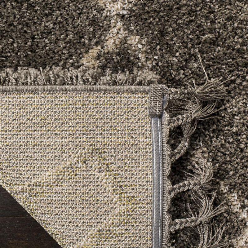 Boho-Chic Moroccan Fringe Shag Area Rug 3' x 5' - Grey/Cream