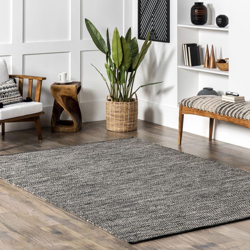 Handmade Gray Cotton 5'x8' Flat Woven Reversible Area Rug