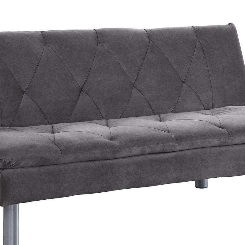 67'' Queen Tufted Gray Velvet Sleeper Sofa with Wood Accents