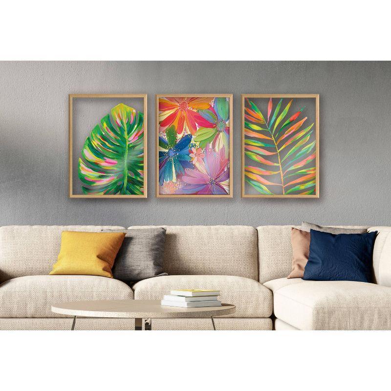 Monstera Plant Framed Glass Print with Natural Polystyrene Frame