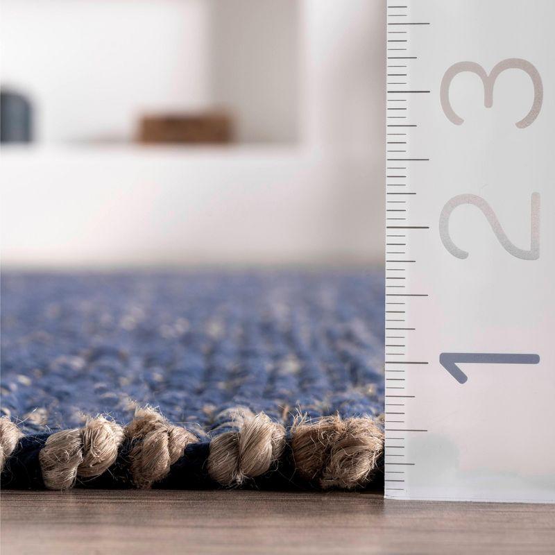 Nuloom 3x5 Elfriede Jute & Cotton Hand Woven Indoor Area Rug, Blue, Solid Rustic Farmhouse Style Natural Fiber Bedroom, Living Room,