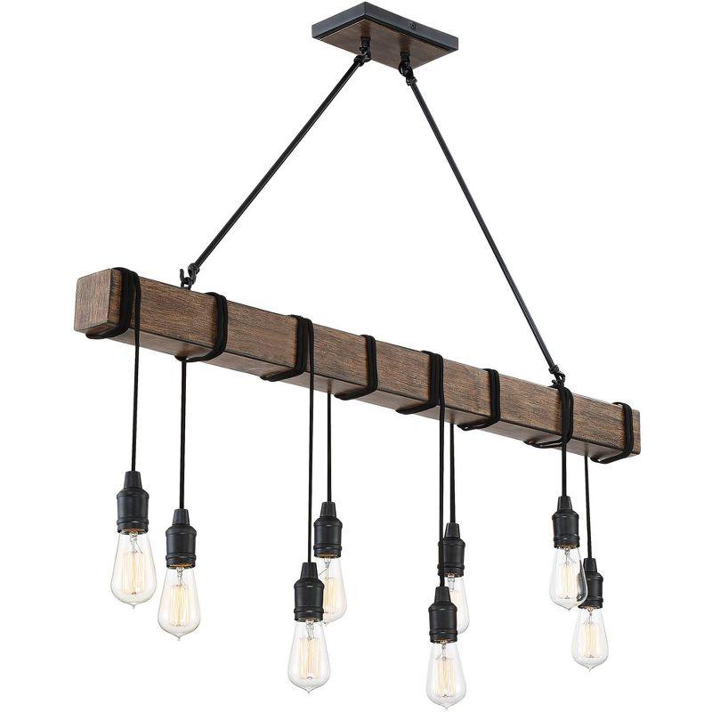 Possini Euro Design Tomas Black Wood Grain Island Pendant Chandelier 42 1/4" Wide Farmhouse Industrial Rustic 8-Light Fixture for Dining Room Kitchen