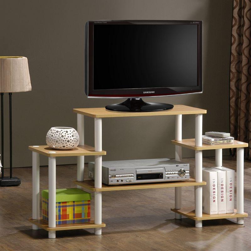 Beech & White Turn-N-Tube No-Tools Entertainment Stand