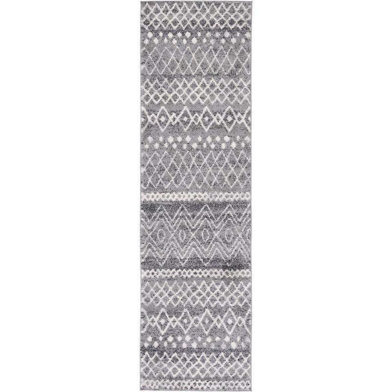 Charcoal Ivory Synthetic Easy Care Runner Rug 2'3" x 6'