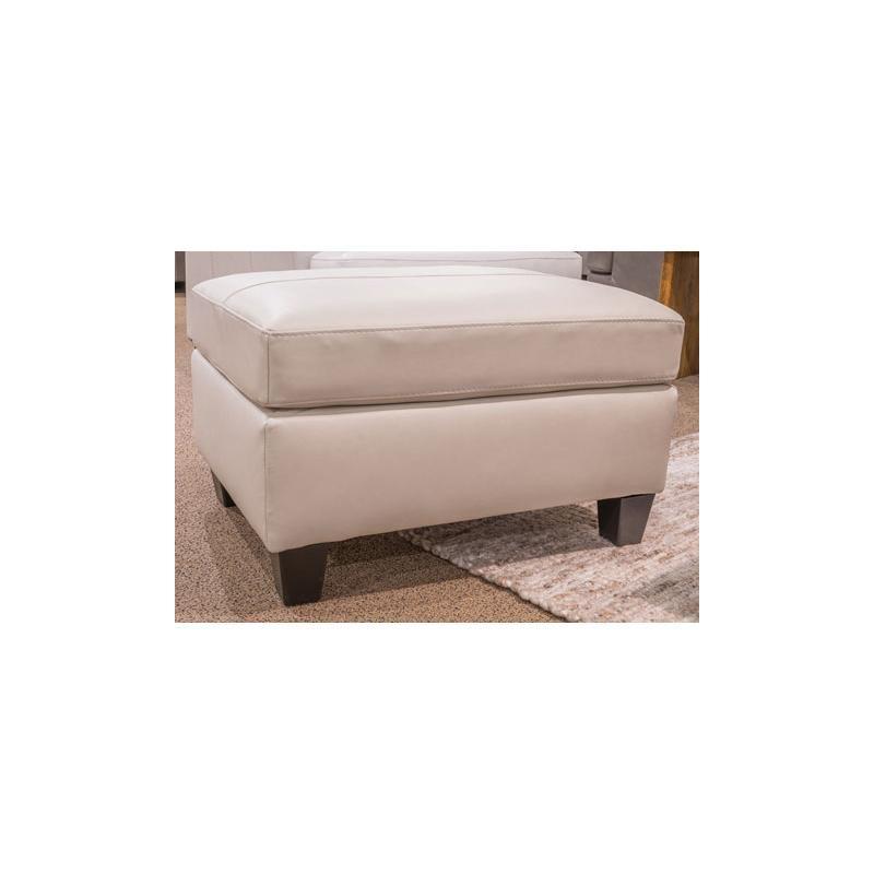 Genoa White Leather Match Contemporary Ottoman