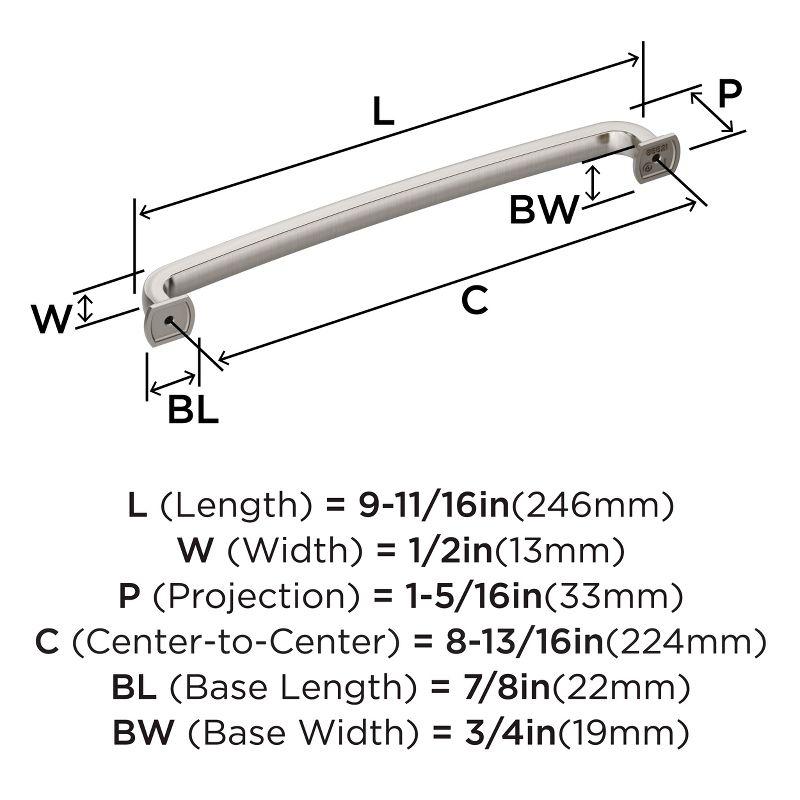 Amerock Surpass 8-13/16 inch (224mm) Center-to-Center Satin Nickel Cabinet Pull