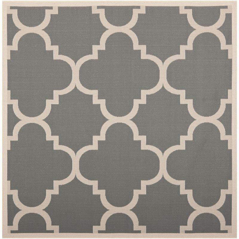 Courtyard CY6243 Power Loomed Indoor and Outdoor Area Rug - Grey/Beige - 7'10"x7'10" - Safavieh