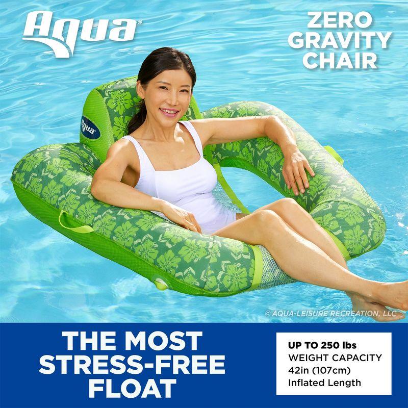 Aqua Leisure Zero Gravity Inflatable Swimming Pool Lounge Chair Float, Green