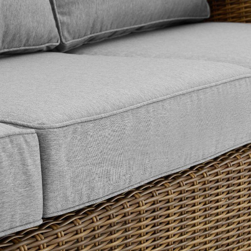 Coastal Gray Wicker Outdoor Sofa with Moisture-Resistant Cushions