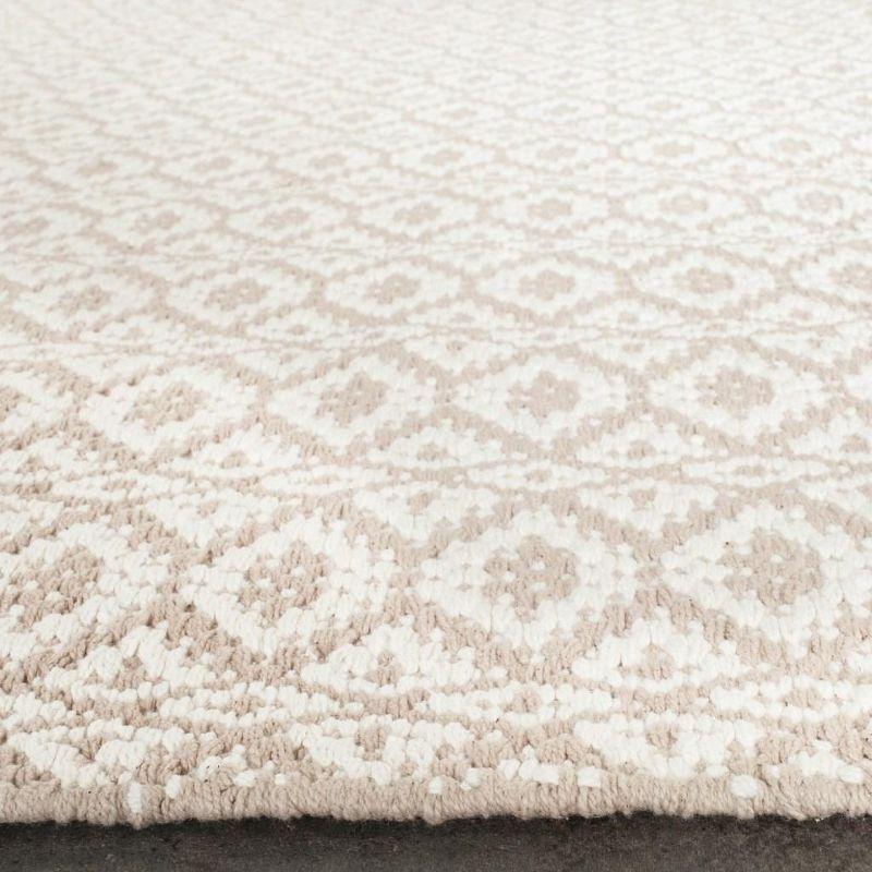 Ivory/Beige Geometric Hand-Woven Cotton Area Rug, 9' x 12'