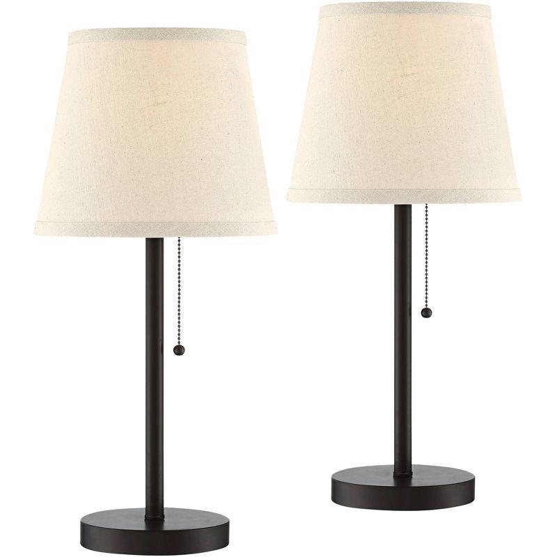 Bronze Metal 20" Accent Table Lamps with USB Ports, Set of 2