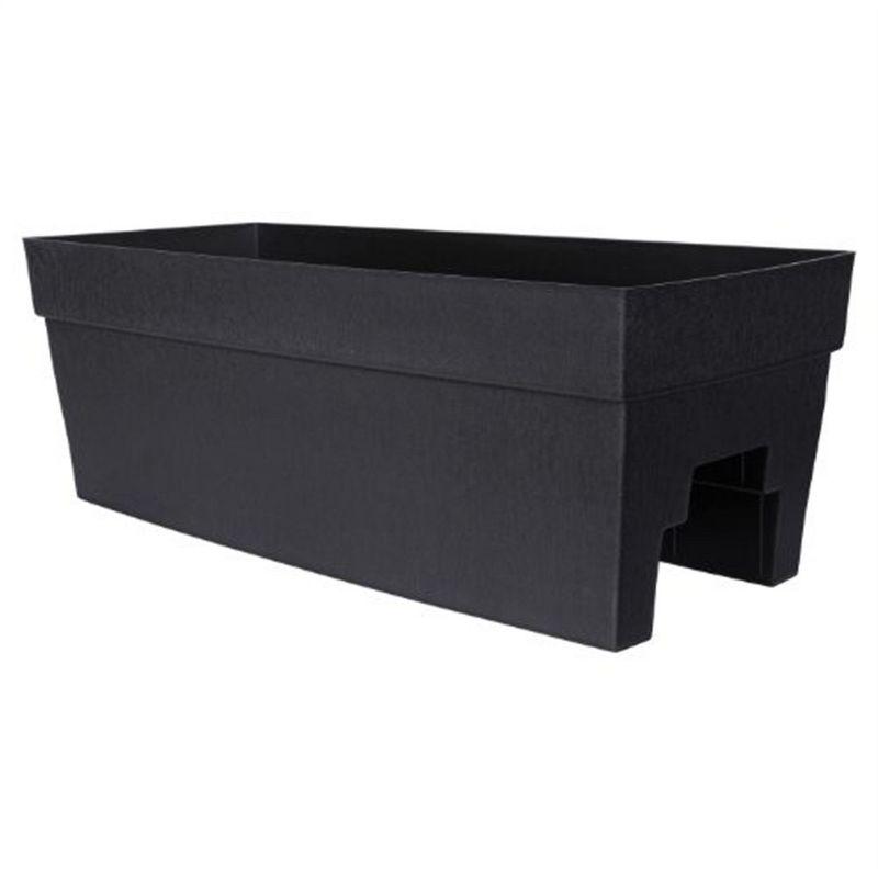 DCN Plastic Self-Watering Harmony Rail Planter, Black, 27in