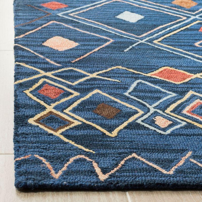 Bohemian Blue Multi Hand-Knotted Wool 8' x 10' Area Rug