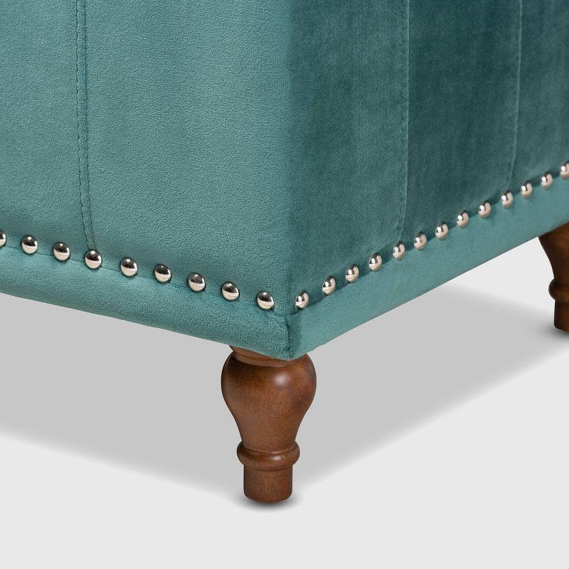 Kaylee Velvet Upholstered Button Tufted Ottoman Bench with Interior Storage - Baxton Studio