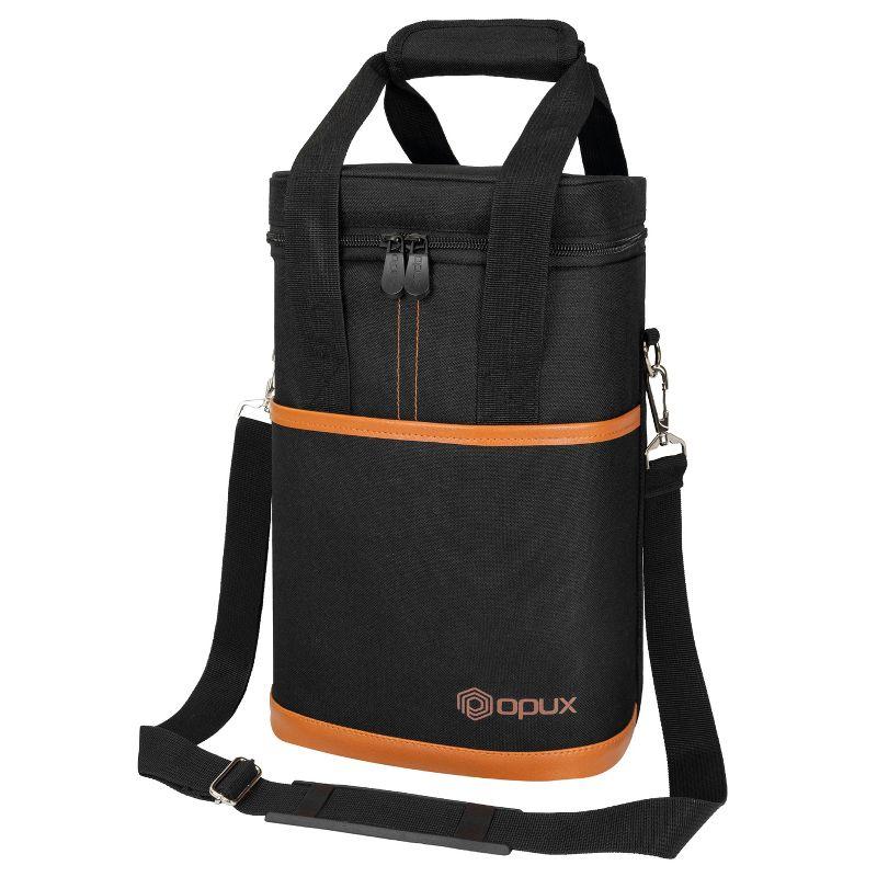 OPUX Wine Bag, 4,6 Bottle Cooler Insulated Tote Carrier Travel Picnic BYOB, Leakproof Padded Portable Party Christmas Gift (Brown, 4 Bottle)