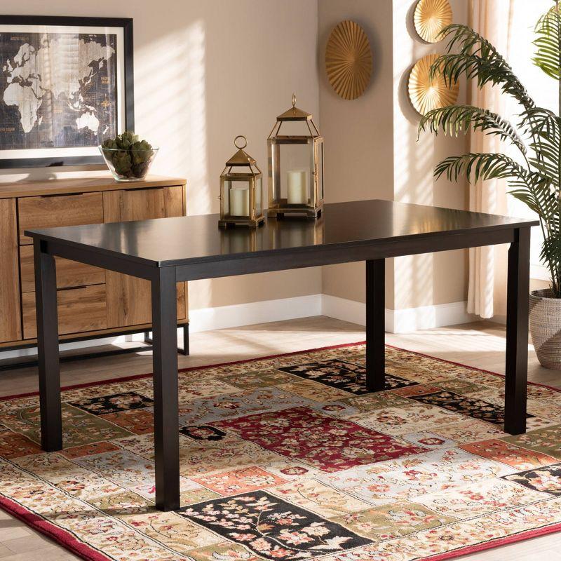 Baxton Studio Eveline Rectangular Wood Dining Table Espresso: Modern 6-Seater, MDF, Non-Extension