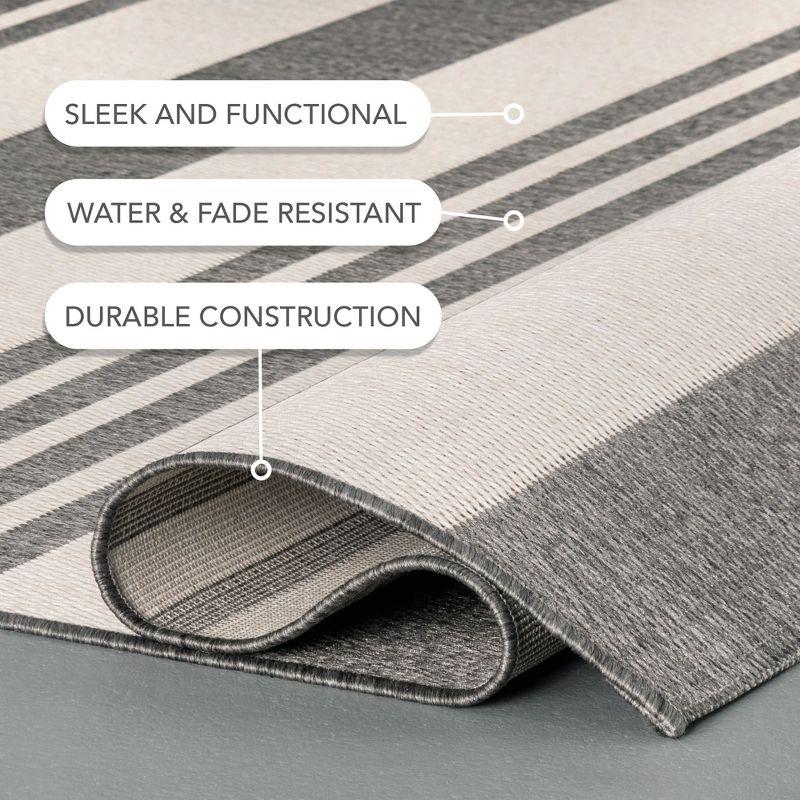 Nuloom Robin Striped 2x8 Indoor/Outdoor Runner Rug for Living Room Patio Deck Front Porch Entryway Hallway Kitchen, Light Grey/Ivory