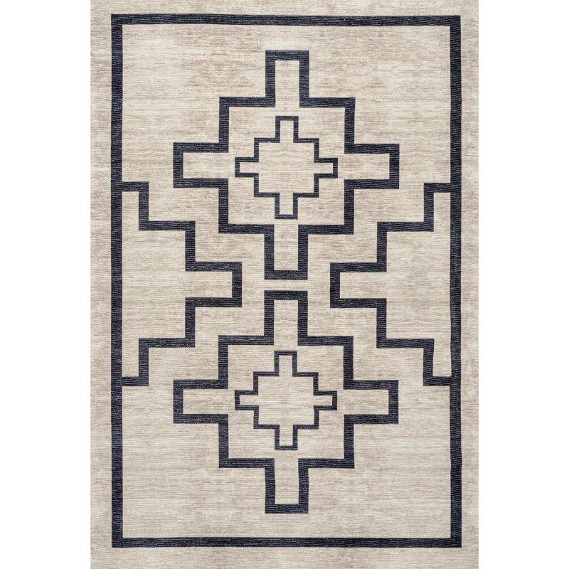 Ashkii Minimalist Medallion Machine-Washable Area Rug - JONATHAN Y