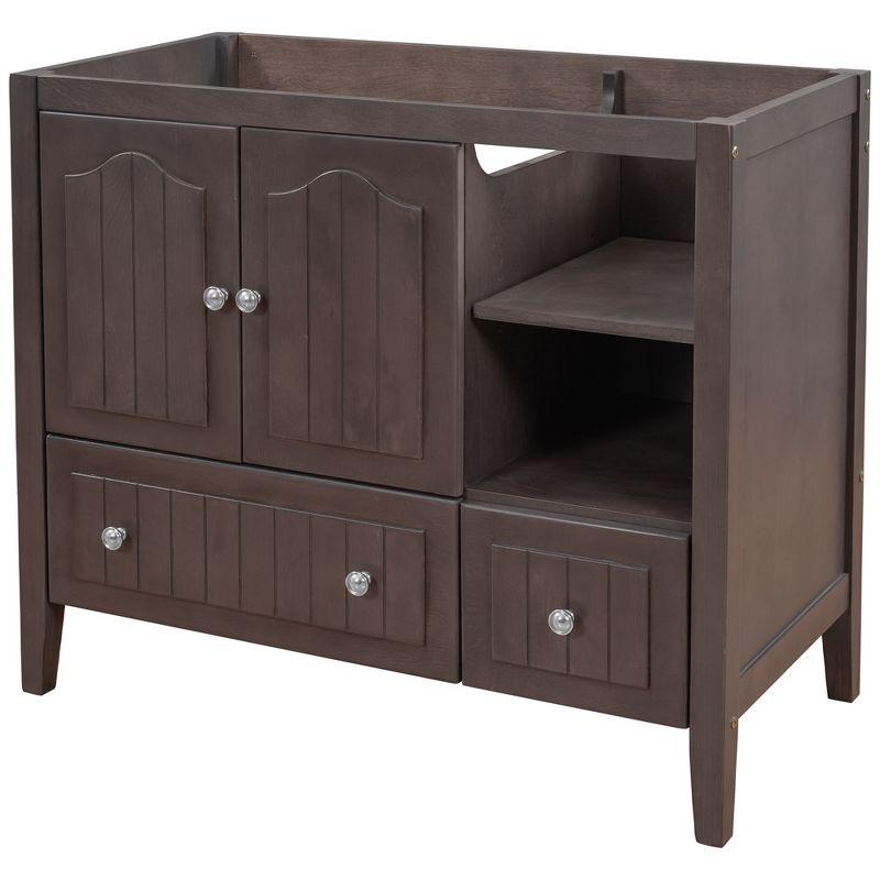 36" Brown Solid Wood and MDF Bathroom Vanity Base