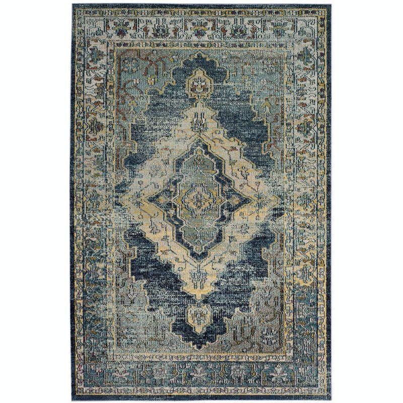 Crystal CRS500 Power Loomed Area Rug - Blue/Yellow - 4'x6' - Safavieh.