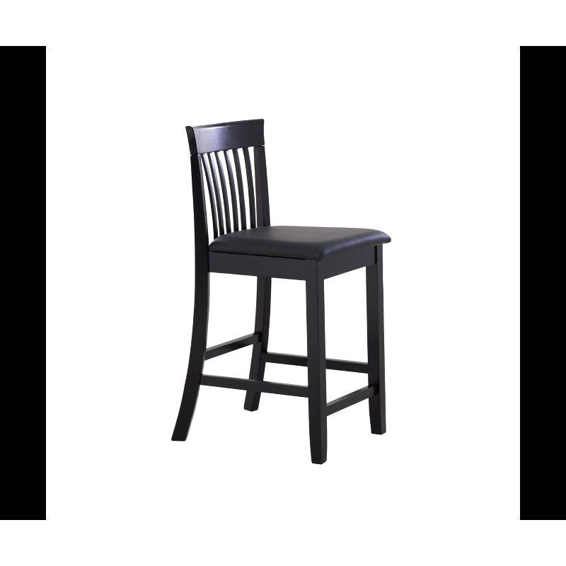 Torino Black Wood and Faux Leather Counter Stool, 24" Seat Height