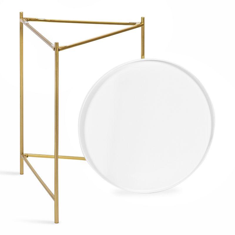 Kate and Laurel Ulani Round Metal Nesting Table, 2 Piece, White and Gold