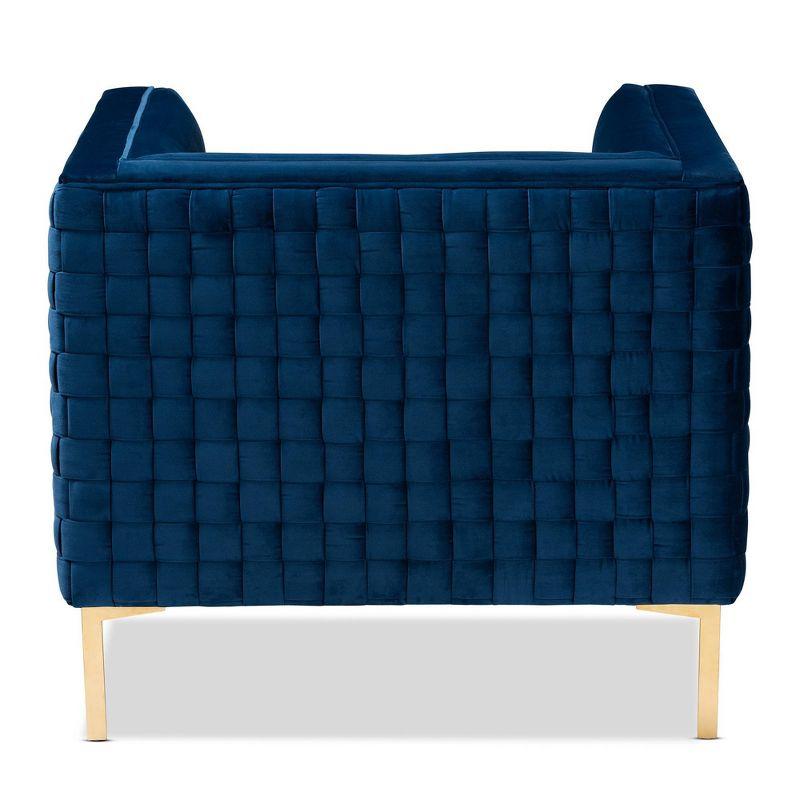 Seraphin Navy Blue Velvet & Gold Finish Modern Accent Chair