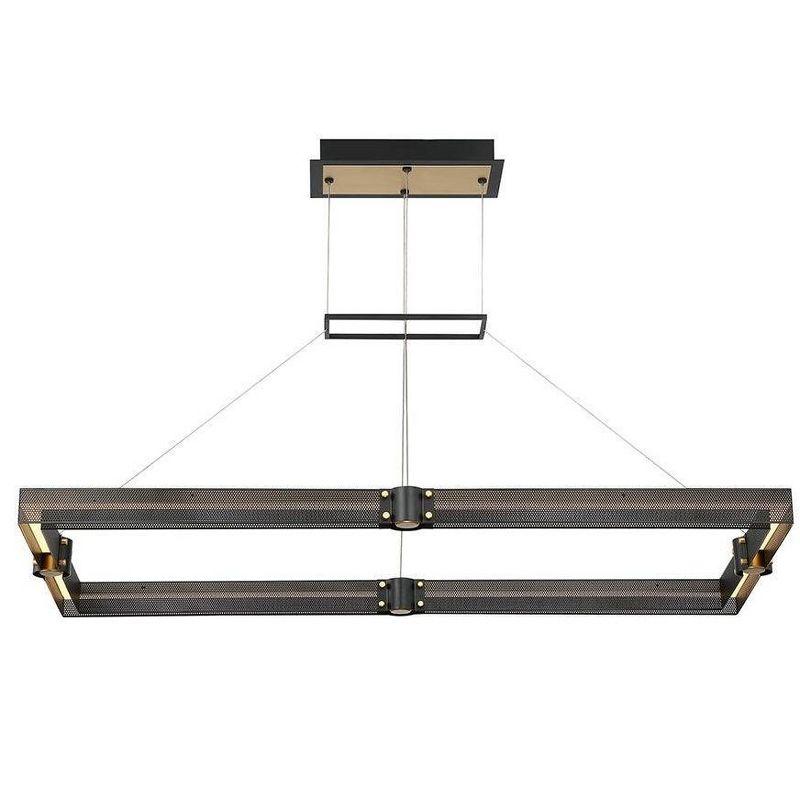 Admiral Matte Black and Gold LED Rectangular Chandelier