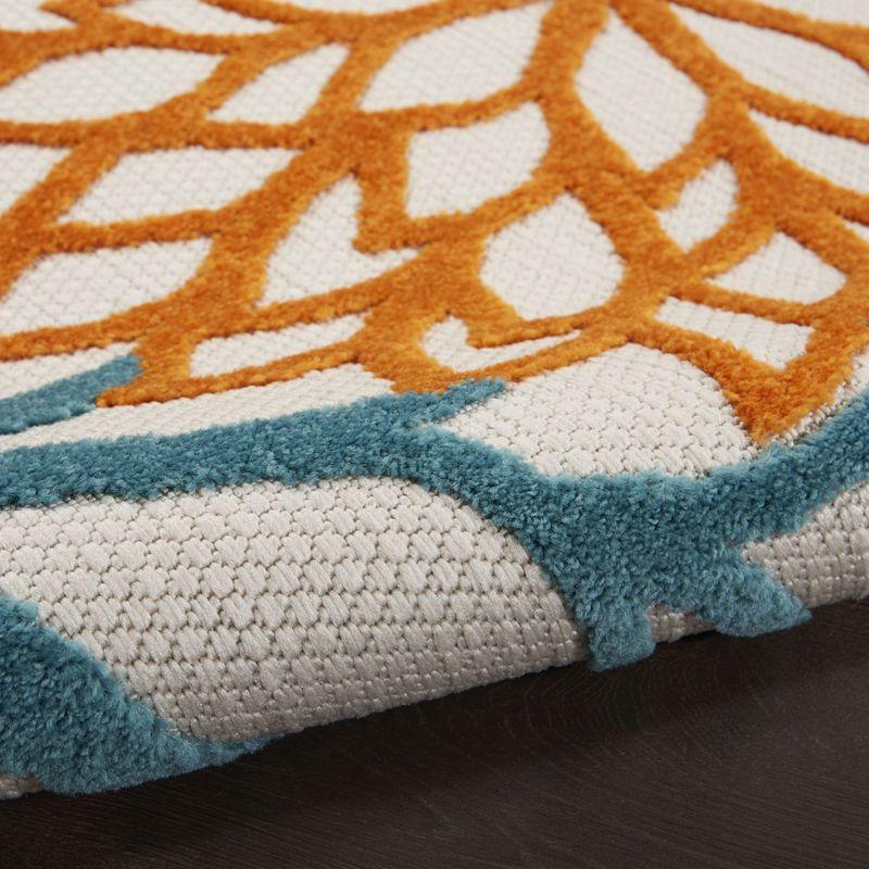 Nourison Aloha Floral Bloom Flatweave High-Low Indoor Outdoor Runner Rug Turquoise Multicolor 2' x 6'