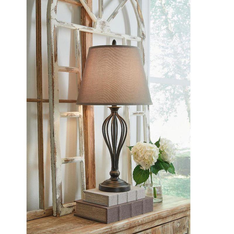 Signature Design by Ashley Ornawell Spiral USB-C Table Lamps with Fabric Shade, Bronze (Set of 2)