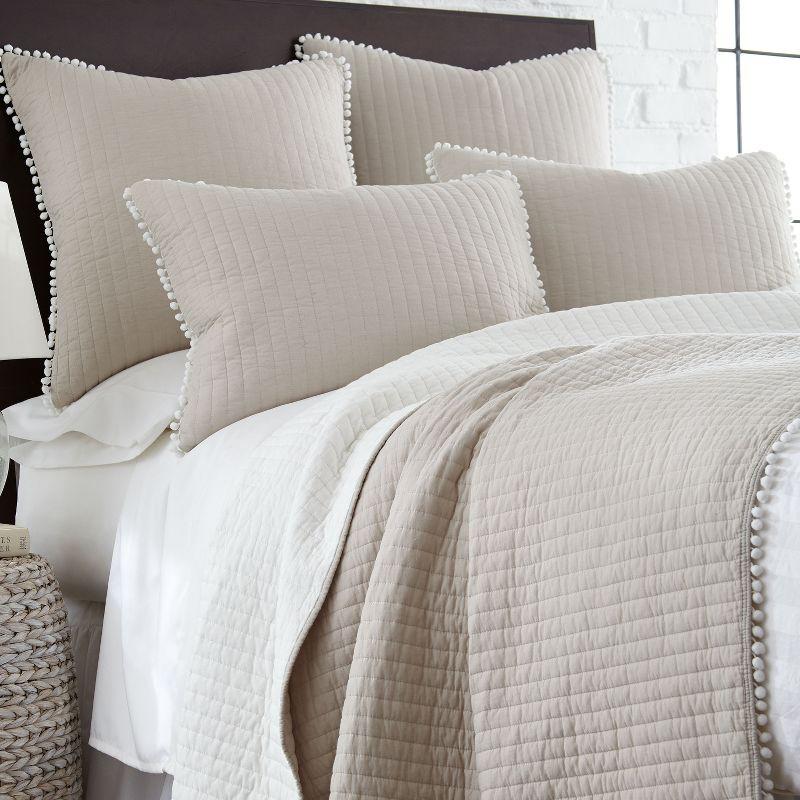 Pom Pom Taupe Twin/Twin XL Quilt - Levtex Home