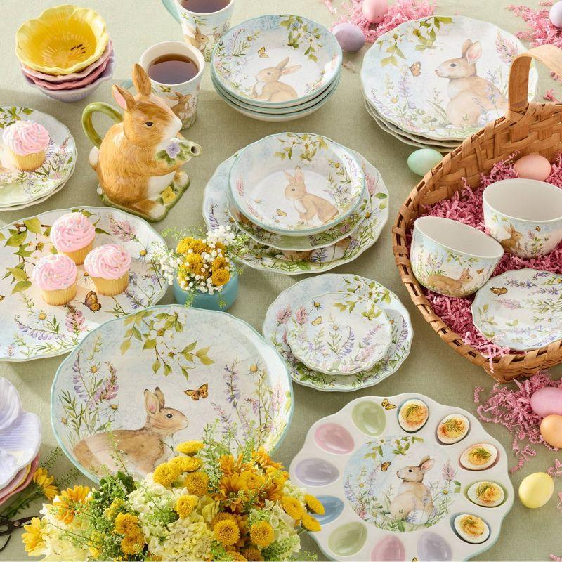 Certified International Easter Meadow Set of 4 Soup Bowls – 22oz Ceramic Bowls with Bunny, Flower & Butterfly Design – Ideal for Soup, Pasta & Salad – Durable, Microwave & Dishwasher Safe for Spring Dining (Set of 4)