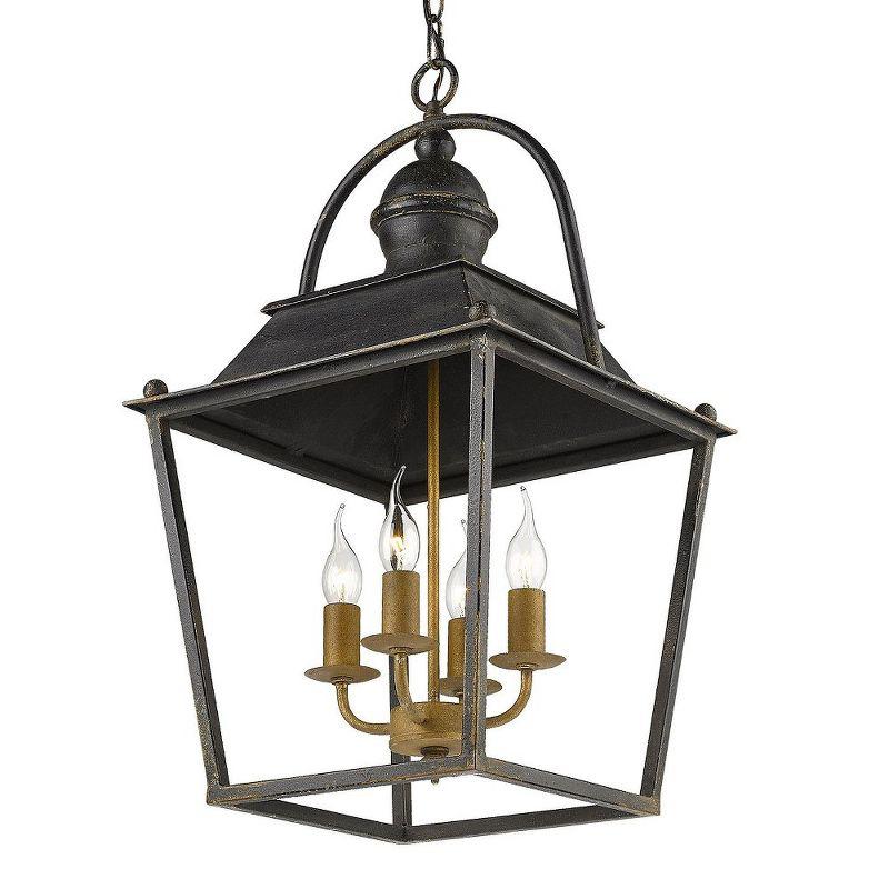 Golden Lighting Christoff 4-Light Pendant in Antique Black Iron with Antique Black Iron