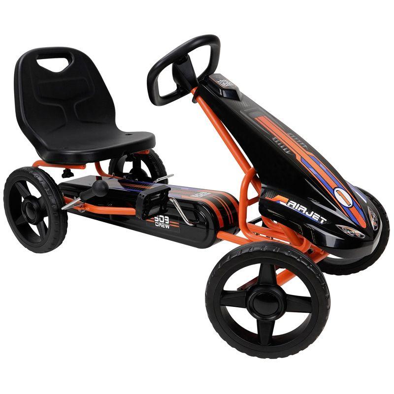 Orange and Black Kids Pedal Go Kart with Sporty Graphics