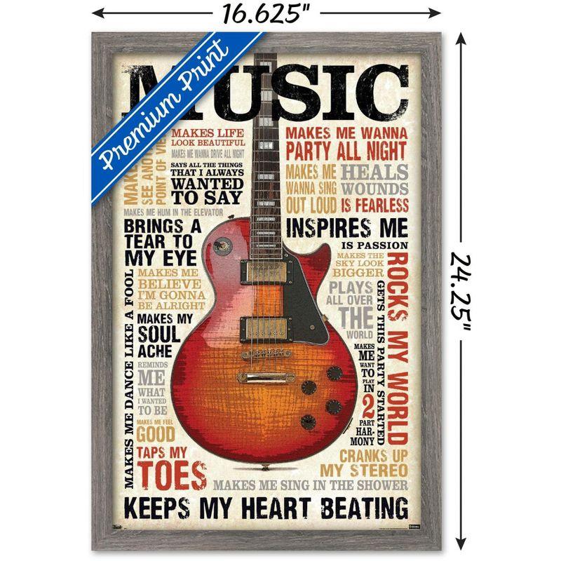 Trends International Music Inspires Me Framed Wall Poster Prints Barnwood Framed Version 14.725" x 22.375"
