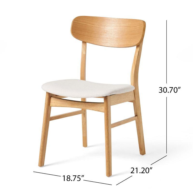 Set of 2 Lucious Dining Chair Light Beige/Oak - Christopher Knight Home: Upholstered, Rubberwood Frame, Scandinavian Style