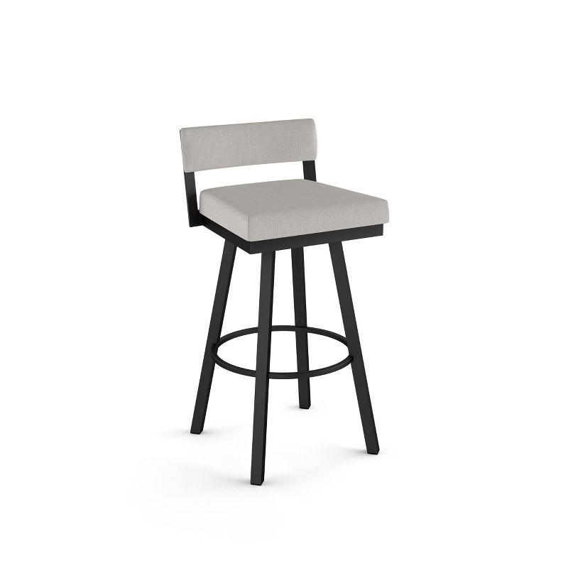 Amisco Travis Upholstered Counter Height Barstool Gray/Black: 26" Fixed Seat, Steel Frame, Polyester