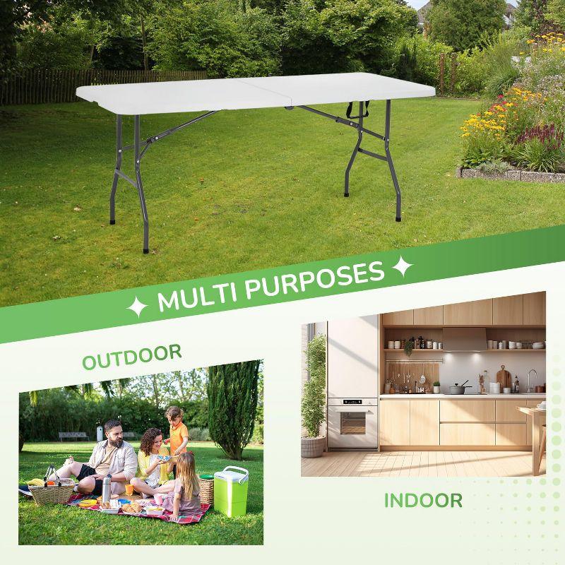 FDW Camping Table Plastic Picnic Table Office Table for Parties Wedding Camping Office with Carrying Handle