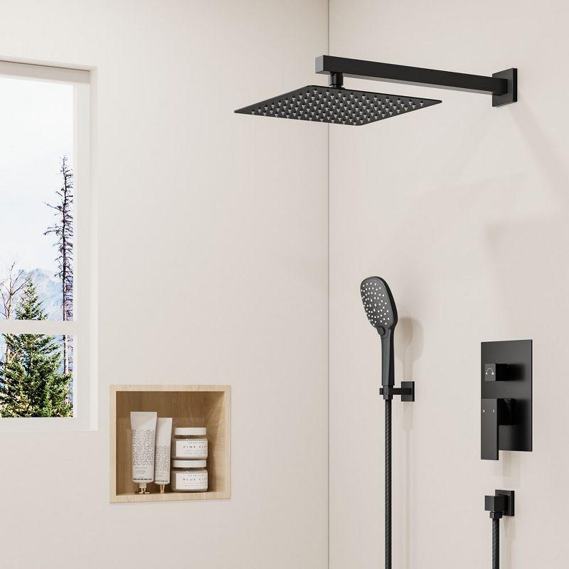 YAWWALK 10" Shower Head with 3-Spray Patterns Handheld in Matte Black (Valve Included)