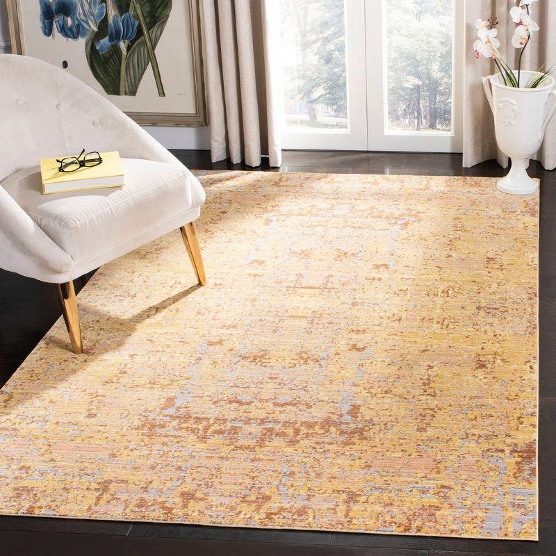 Abstract Gold & Multicolor Synthetic 4' x 6' Hand-Knotted Area Rug