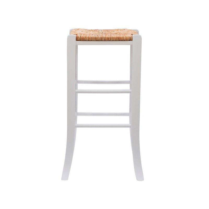 Set of 2 Gianna Backless Handwoven Rush Seat Barstools White - Linon: Solid Wood, 29" Height