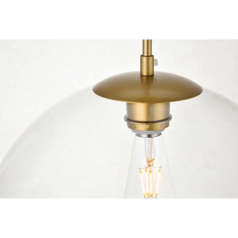 Elegant Lighting Baxter 3 Lights Brass Pendant With Clear Glass
