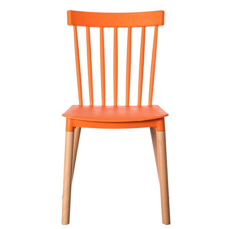 Fabulaxe Plastic Dining Chair Windsor Design with Beech Wood Legs, Orange