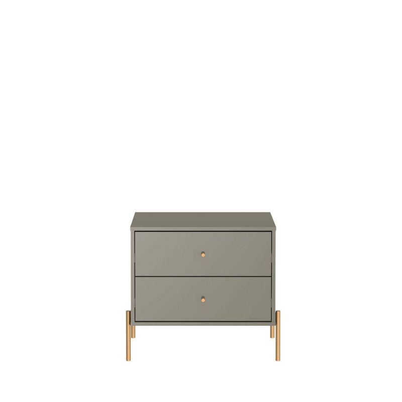 Jasper Grey 2-Drawer Nightstand with Gold Accents