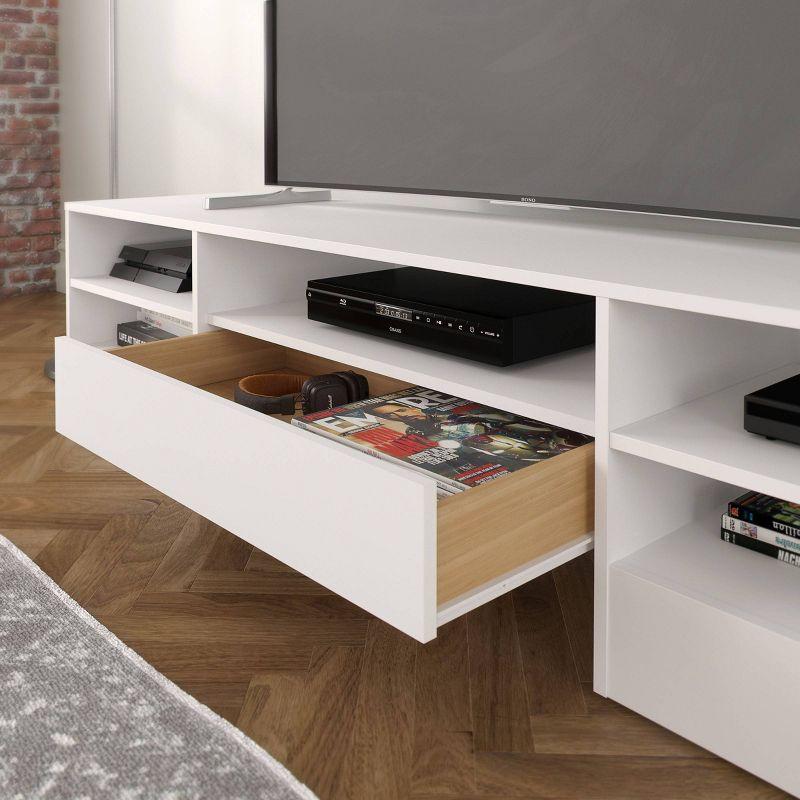 Rustik 76" White Engineered Wood TV Stand with Cabinet